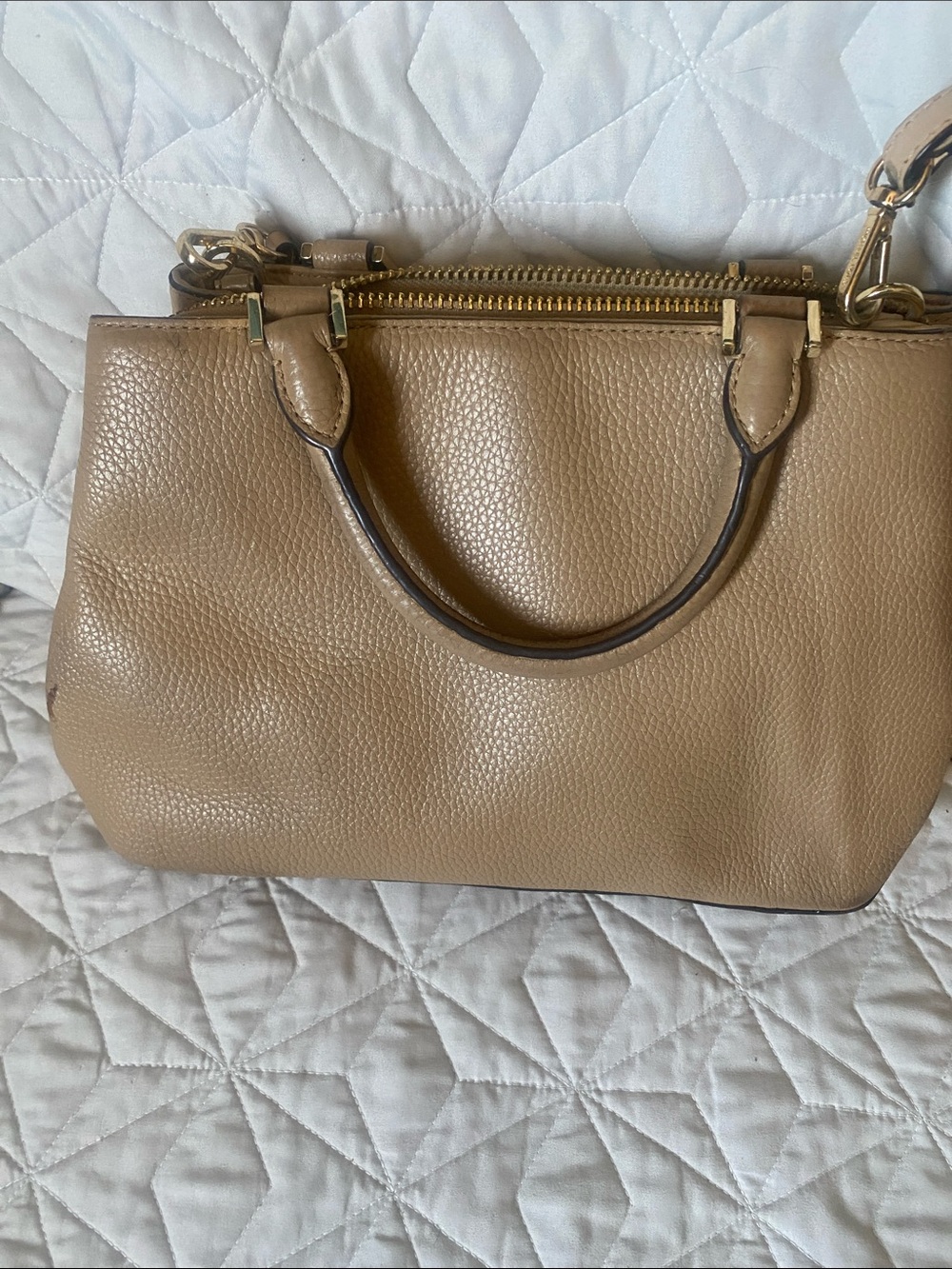 Michael Kors Pebbled Leather Satchel in Taupe Brown with Gold Hardware - Picture 4 of 4